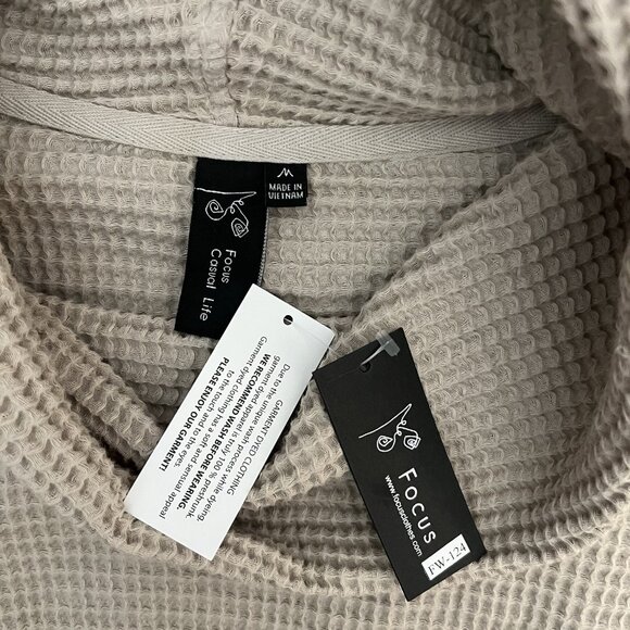 NWT Focus Casual Life Medium Top Cowl Neck Waffle Knit Tunic Lagenlook Boho - Picture 2 of 10